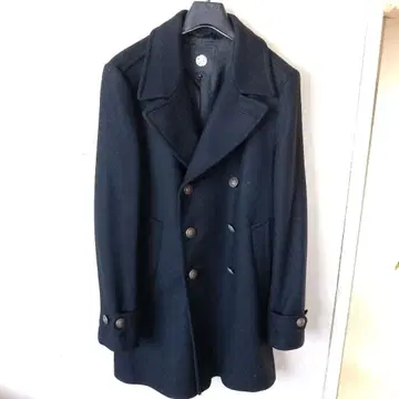 프리티 그린 블랙 더블 브레스트 피 코트 XS