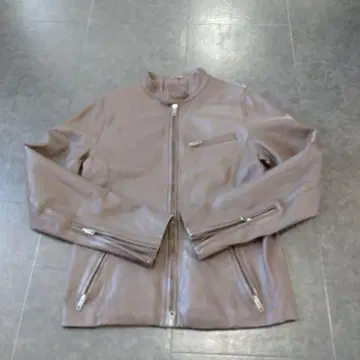 [ 천연 가죽 싱글 라이더 ] 가죽 자켓 짙은 갈색 M 사이즈