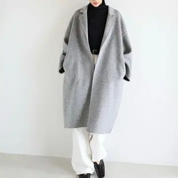 andme evernavy 리버 롱 코쿤 코트 라이트 그레이 M