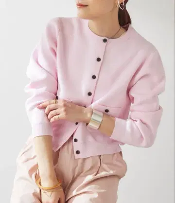 [ Omekashi ] 맨투맨 라이크 포켓 가디건 핑크