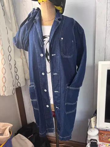 인디고 데님 롱 기장 커버올