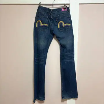 evisu 컬러풀 자수 플레어 데님 팬츠