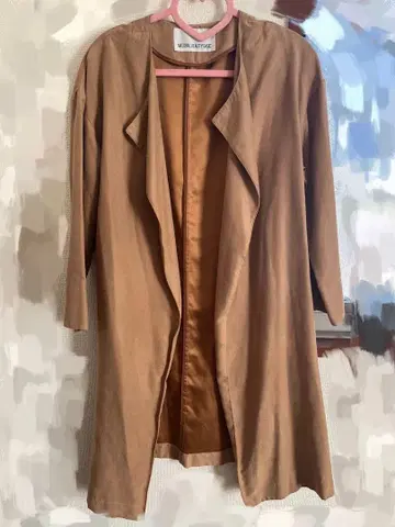 내추럴 뷰티 베이직 베이지 스웨이드 코트 아우터