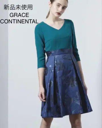 미사용 GRACE CONTINENTAL 자카드 턱 원피스