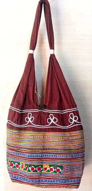 베트남 소수 민족 자수 코튼 숄더백