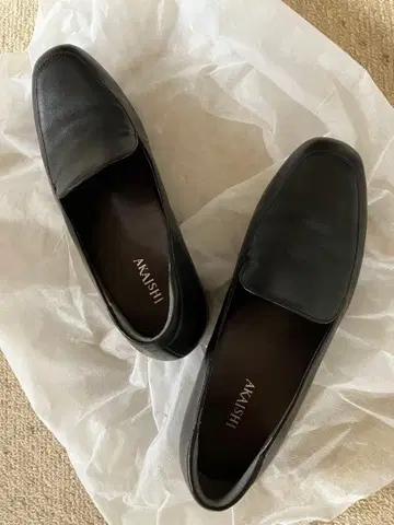 AKASHI 24cm 블랙 가죽 로퍼