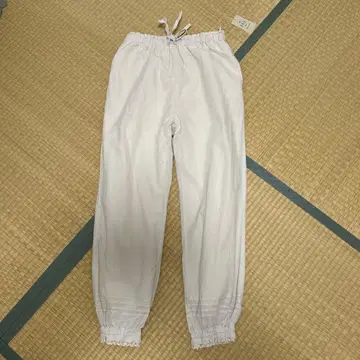 사만사 모스모스 면 린넨 밑단 개더 레이스 팬츠