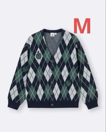 GU 커비 콜라보 V넥 가디건 아가일 무늬