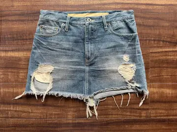 [ L'Appartement ] 데미지 가공 데님 미니 스커트
