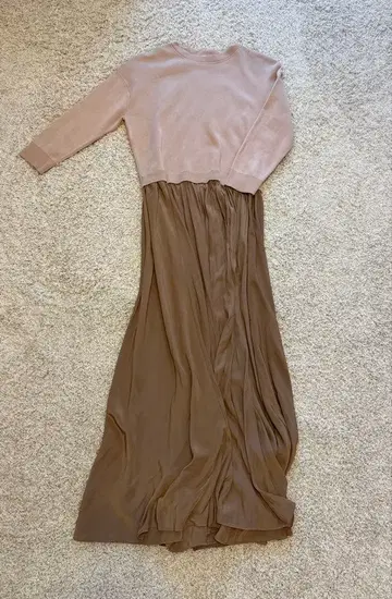 ESTNATION 에스트네이션 핑크 베이지 롱 원피스