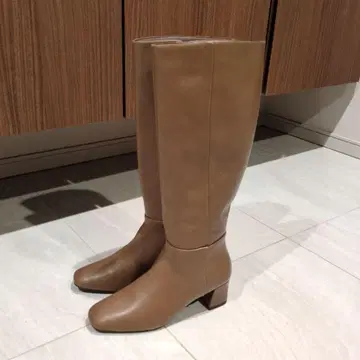 [ 미사용 ] 브라운 롱 부츠 지퍼 포함