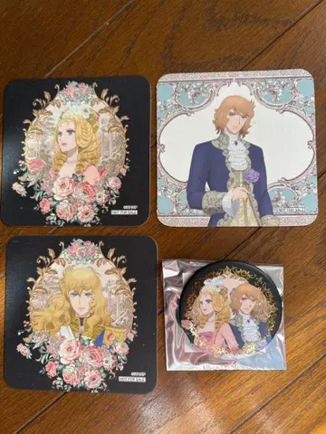 베르사이유의 장미 콜라보 카페 코스터 금박 캔뱃지