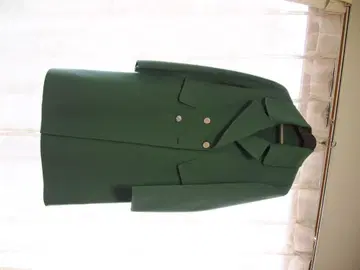 그린 더블 브레스트 롱 코트