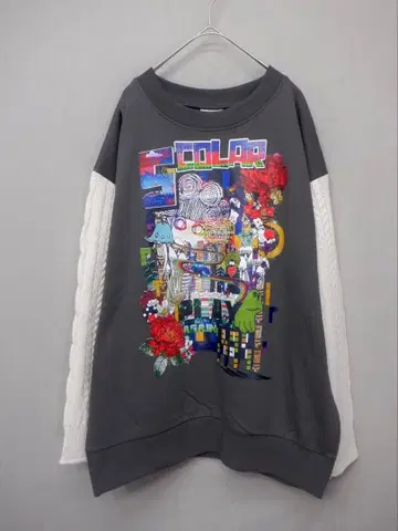 스칼라 143739 스칼라짱 라메 프린트 니트 절개 풀오버