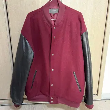 AIVER 버건디 블랙 바시티 자켓 L