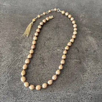 베이지 펄 비즈 목걸이 태슬 포함