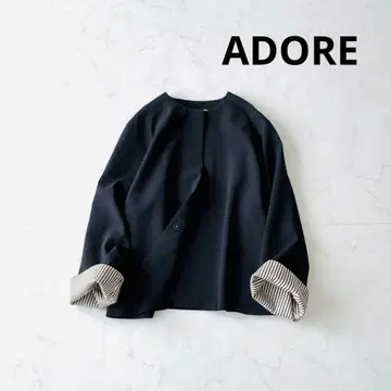 ADORE 새상품급 노카라 플레어 자켓 네이비