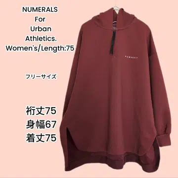 NUMERALS 버건디 프리 사이즈 후드티 빨간색