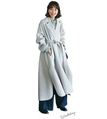 에부르 ebure 블랙 더블 페이스 롱 코트