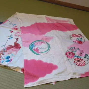 순수 실크 후리소데 리메이크 리버서블 스톨 공작 꽃 자수