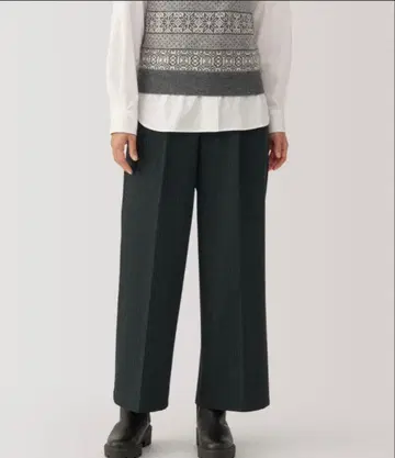 무인양품 스트레치 기모 턱 와이드 팬츠