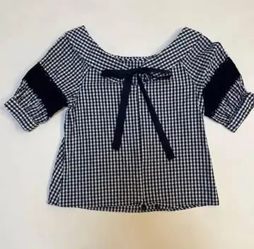 오프숄더 깅엄 체크 셔츠