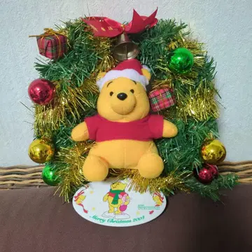 푸우 크리스마스 봉제 인형 리스