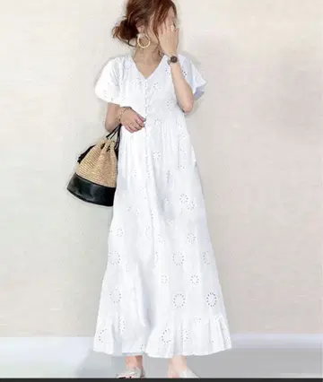 빈티지 에스닉 스타일 카프탄 넥 맥시 길이 티어드 원피스