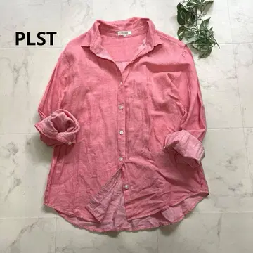 새상품급 PLST 코튼 린넨 릴랙스 긴팔 셔츠 핑크 사이즈M 워셔블