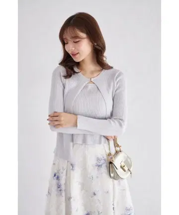 [ ZOZO 한정판 ] 스톤 후크 페이크 레이어드 리브 니트탑