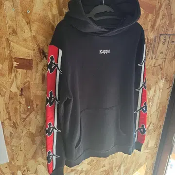 90s Kappa 후드 부착 후드티 블랙