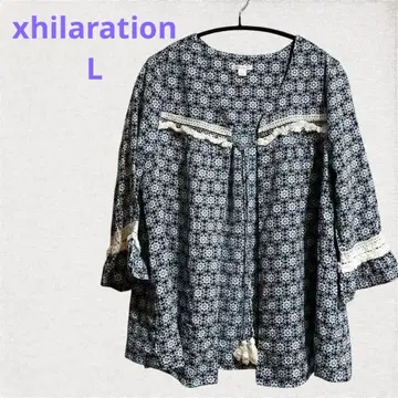 xhilaration 꽃무늬 칠부 소매 튜닉 L 프론트 오픈