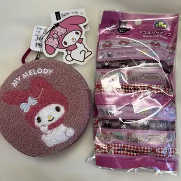 마이멜로디 플리스 파우치 키링 포함 & 마스킹 테이프 총 5종 세트
