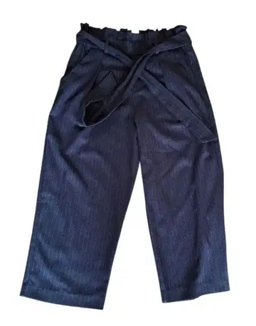 스트라이프 와이드 팬츠 L 네이비