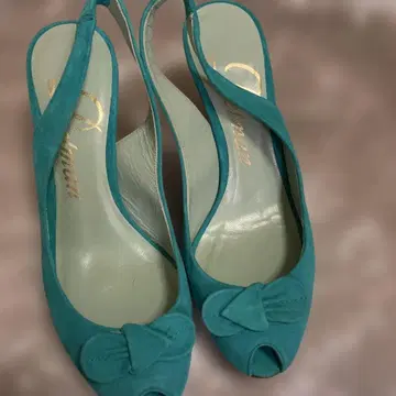 Delman 터콰이즈 블루 리본 포함 샌들 M 스웨이드 사이즈 5