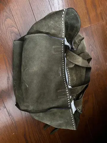 올리브 그린 스웨이드 토트백