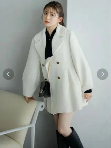 dazzlin 더즐린 미들 코쿤 트위드 코트 화이트