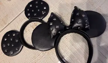 디즈니 머리띠 미키 미니 스터드 블랙 가죽 페어 세트