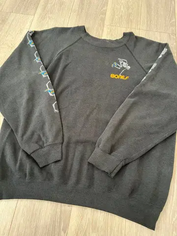 80s 파우엘 소매 프린트 핸드 플랜트 맨투맨 XL BONES