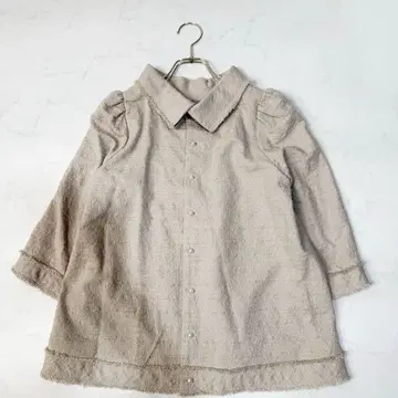 ROPE 전후 2way 트위드 블라우스 펄 라메 베이지