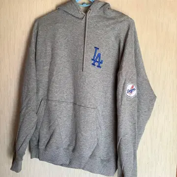 다저스 자수 그레이 후드티