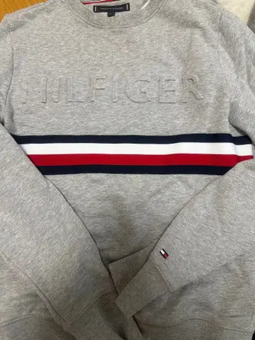 타미힐피거 맨투맨 트레이닝복 그레이 S 남성용 로고 자수