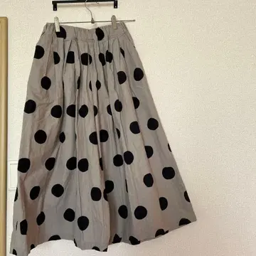 ICHI 도트 무늬 플레어 팬츠 그레이