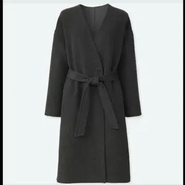 UNIQLO 더블 페이스 노카라 코트 다크 그레이