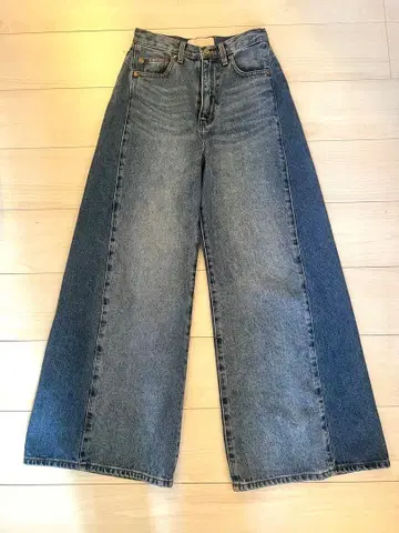 plage 데님 블루 하이웨스트 와이드 레그 팬츠