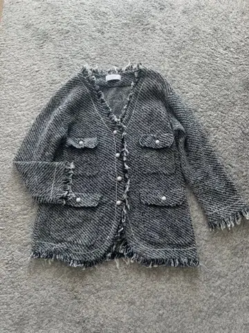 SLOBE IENA 슬로브 이에나 펄 버튼 믹스 니트 자켓