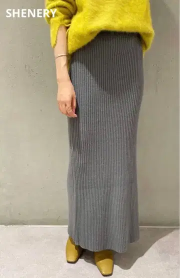 [ 새상품 ] SHENERY 시너리 리브 니트 롱 스커트 그레이