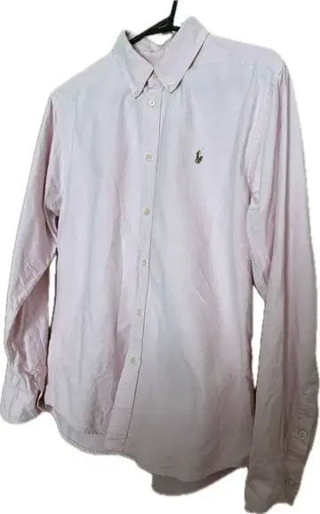 폴로 자수 장식 핑크 버튼다운 셔츠