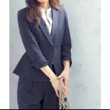 네이비 스트라이프 수트 셋업 상하의 세트