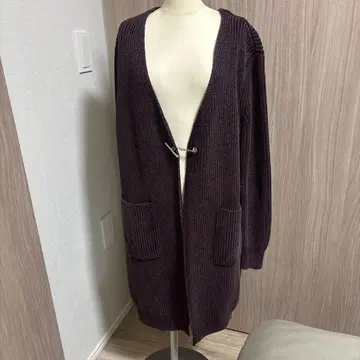 REPLAY 퍼플 브라운 롱 가디건